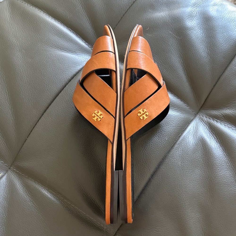 Tory Burch Tan City Slide Sandals Size 6 EUC - Picture 5 of 10